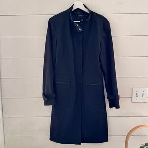 Prague Long Black Tench Coat Size Medium
